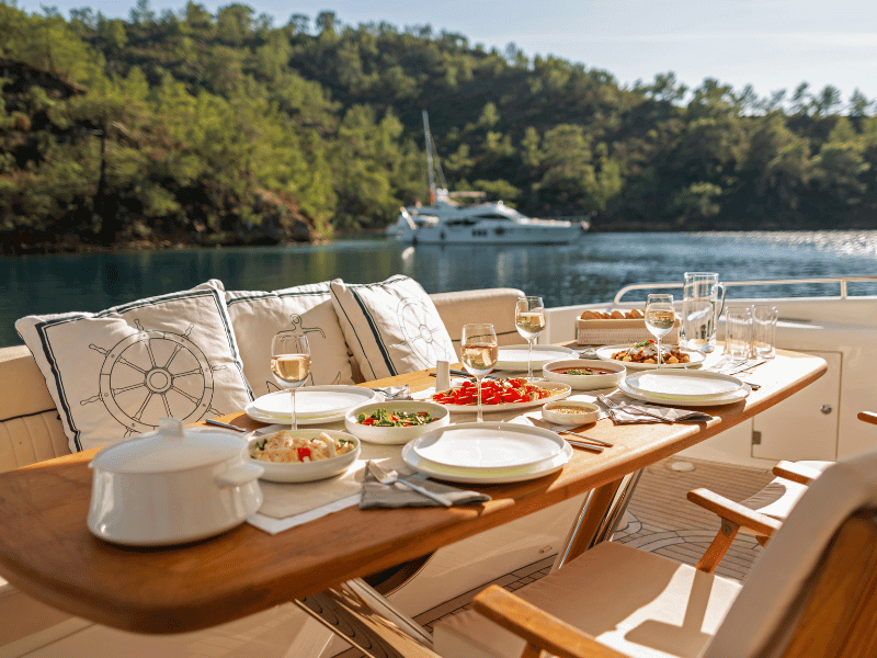 tablescape on a yacht