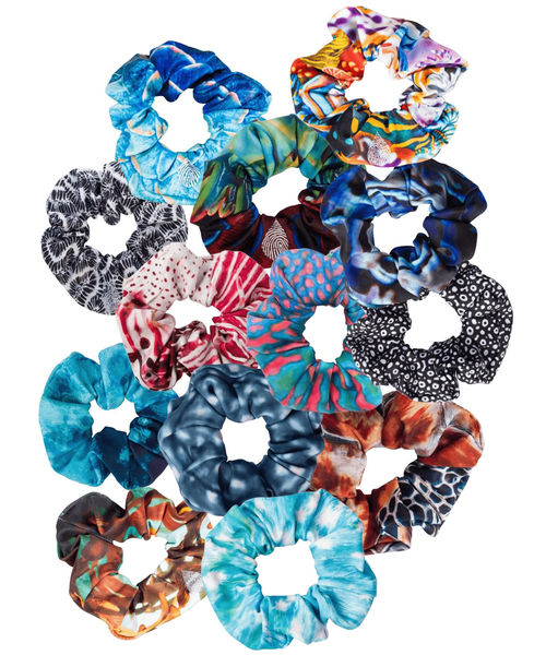ocean recycled fabric hair scrunchies
